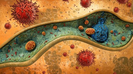 Obraz premium Medical diagram of cellular insights into insulin and glucose interactions