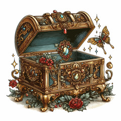 Vector illustration of a detailed vintage jewelry box