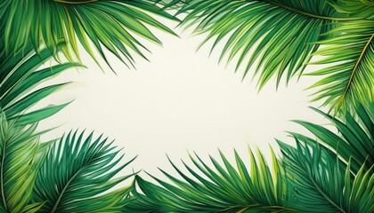 Tropical palm leaves frame