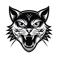 Naklejka premium Download Roaring Cat Silhouette Vector Illustration White Background Eps File For Design