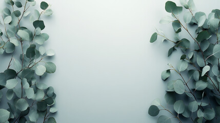 Eucalyptus Elegance: Captivating Branches on a Soft Gray Canvas