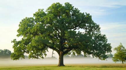 Fototapeta premium Majestic Oak Tree with Vibrant Green Foliage