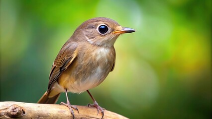 Fototapeta premium Forced perspective image of a brown breasted flycatcher perched on a branch in its natural habitat