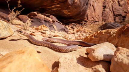Obraz premium Snake in Rocky Desert Landscape