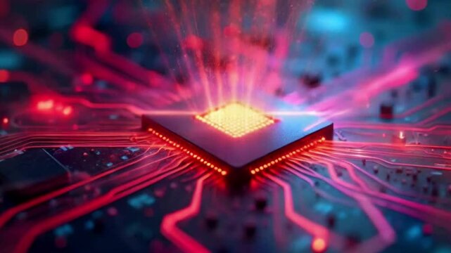 Future technology animation, AI deep learning computer machine. Technology, Internet and network concept.