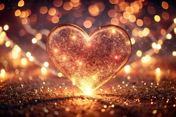 Extreme close-up of glowing heart light with shiny particles