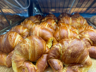 A tray of cuernitos Mexican sweet bread (Mexican croissant) also known as cuerno de mantequilla (butter croissant).