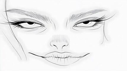 Fototapeta premium Stylized illustration of a confident woman with expressive eyes and a subtle smile.