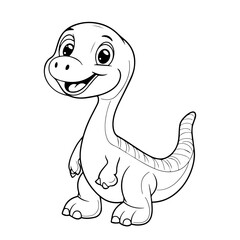 Fototapeta premium Baby Dinosaur Line Art Illustration. Adorable Dinosaur Character Colouring Page