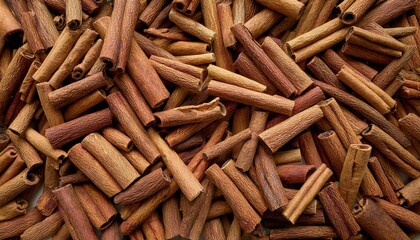 Cinnamon sticks background, creating a warm and inviting surface.