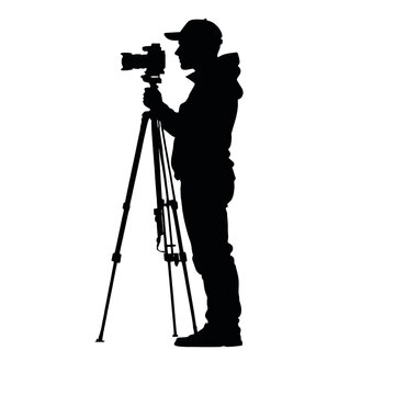 recommend clip art: A silhouette of a photographer taking a picture with a camera on a tripod vector silhouette 