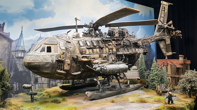 Steampunk Helicopter Model: A Detailed Look at a Futuristic Aircraft