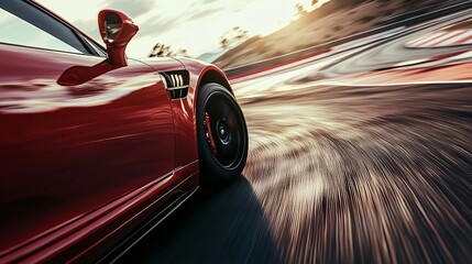 Obraz premium A dynamic sports vehicle glides effortlessly through a curvy course, highlighting its impressive agility.