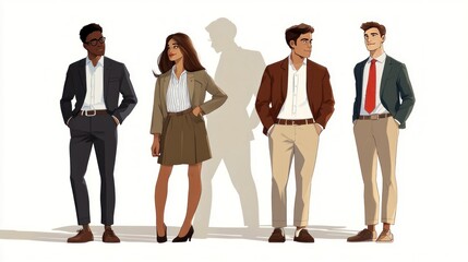 Fototapeta premium Four Diverse Individuals in Business Attire