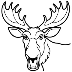 Majestic Moose with Antlers Raised Vector Illustration Perfect for Nature Lovers
