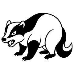 Angry Badger with Teeth Bared Vector Illustration Capturing Wild Animal Emotion
