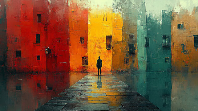 Abstrakcyjne miasto, dadaizm surrealizm, dekoracja generative ai 