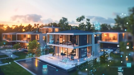 Energy-efficient property values emphasized in modern real estate virtual displays.