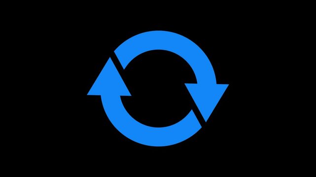 Recycle symbol, circle arrow icon set, reload, rotation, reset, loop sign, refresh button, black isolated on black
 background