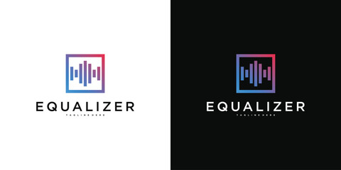 Equalizer logo design. Sound wave or radio wave. Premium Vector