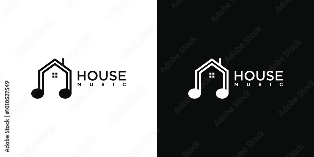 Canvas Prints Creative music house logo design, music home studio. Premium Vector