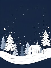 Naklejka premium Abstract illustration of a Christmas card with delicate hand-drawn illustrations and empty space for text