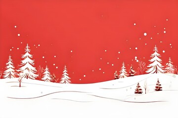 Obraz premium Abstract illustration of a Christmas card with delicate hand-drawn illustrations and empty space for text