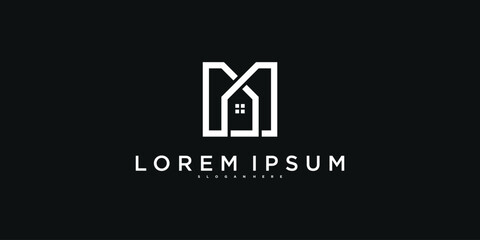 Minimalist modern house logo design template. Premium Vector