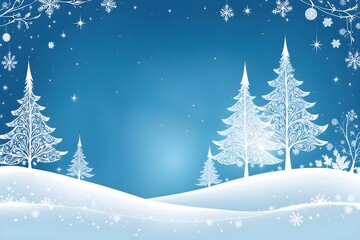 Obraz premium Abstract illustration of a Christmas card with delicate hand-drawn illustrations and empty space for text