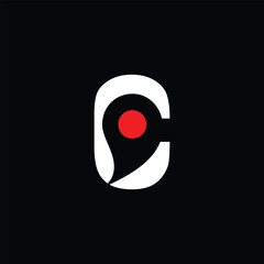 Letter C logo with negative space location icon