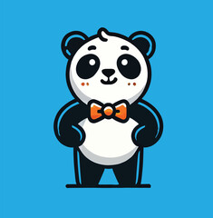 Cute Panda Waving Hand Cartoon Vector Illustration.