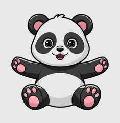 Cute Panda Waving Hand Cartoon Vector Illustration.