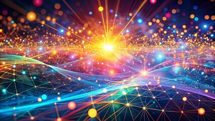 Fototapeta premium A vibrant abstract representation of interconnectedness, radiating energy and a captivating display of luminous pathways within a celestial-inspired backdrop.