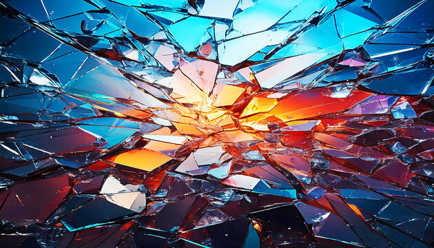 Design an abstract background featuring shattered glass fragments with realistic reflection - Powered by Adobe