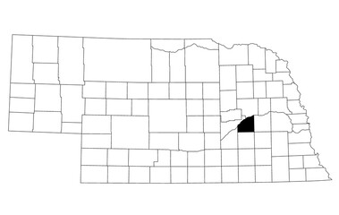 Map of Polk County in Nebraska state on white background. single County map highlighted by black colour on Nebraska map. UNITED STATES, US