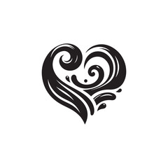 Heart Shape with Artistic Curves - A Beautiful and Modern Icon of Love, Perfect for Creative Projects, Branding, and Romantic Themes in Digital Media and Print Design.
