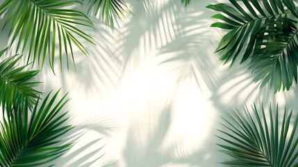  The leaves of a palmform a minimalist, soothing background,blurry shadows of leaf tree on bright gray background,Coconut leaves isolated on white background,
