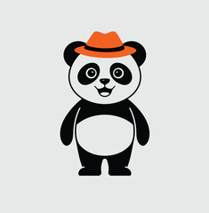 Cute Panda Waving Hand Cartoon Vector Illustration.