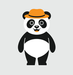 Cute Panda Waving Hand Cartoon Vector Illustration.