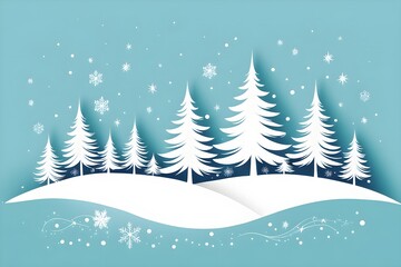 Obraz premium Abstract illustration of a Christmas card with delicate hand-drawn illustrations and empty space for text