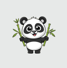 Cute panda holding bamboo illustration

