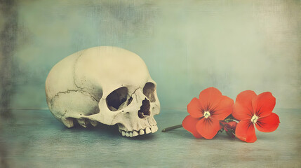 Skull and Flowers