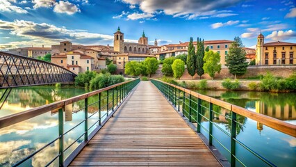 Obraz premium Footbridges over the Guadalope river in Montoro de Mezquita province of Teruel