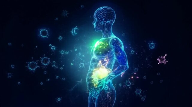 Human Body Featuring Various Elements of the Immune System in Detail