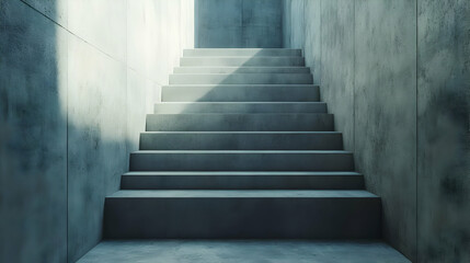 Concrete Stairway Minimalist 3D Illustration