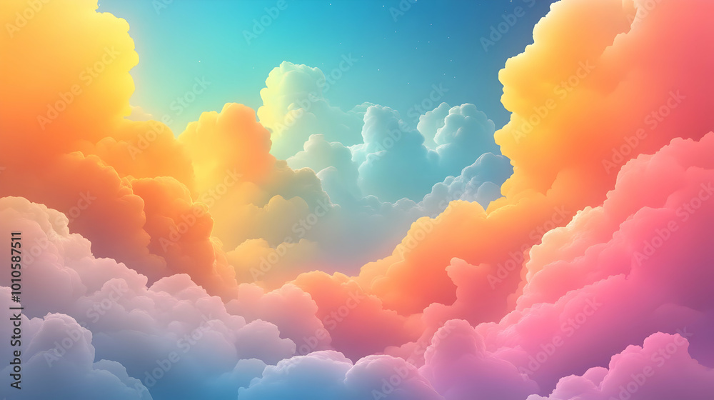 Poster Dreamy Sky with Colorful Clouds