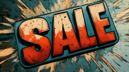 Sale Text Illustration With Blue Background