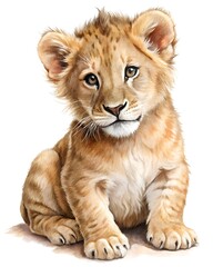Obraz premium Baby lion realistic illustration isolated on white background