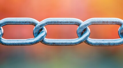 Fototapeta premium Metal Chain Link Close Up Macro Photo Interlocking Connection Strength Durability