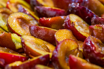 Home made plum cake in preparation phase before the delicious cake get into the oven